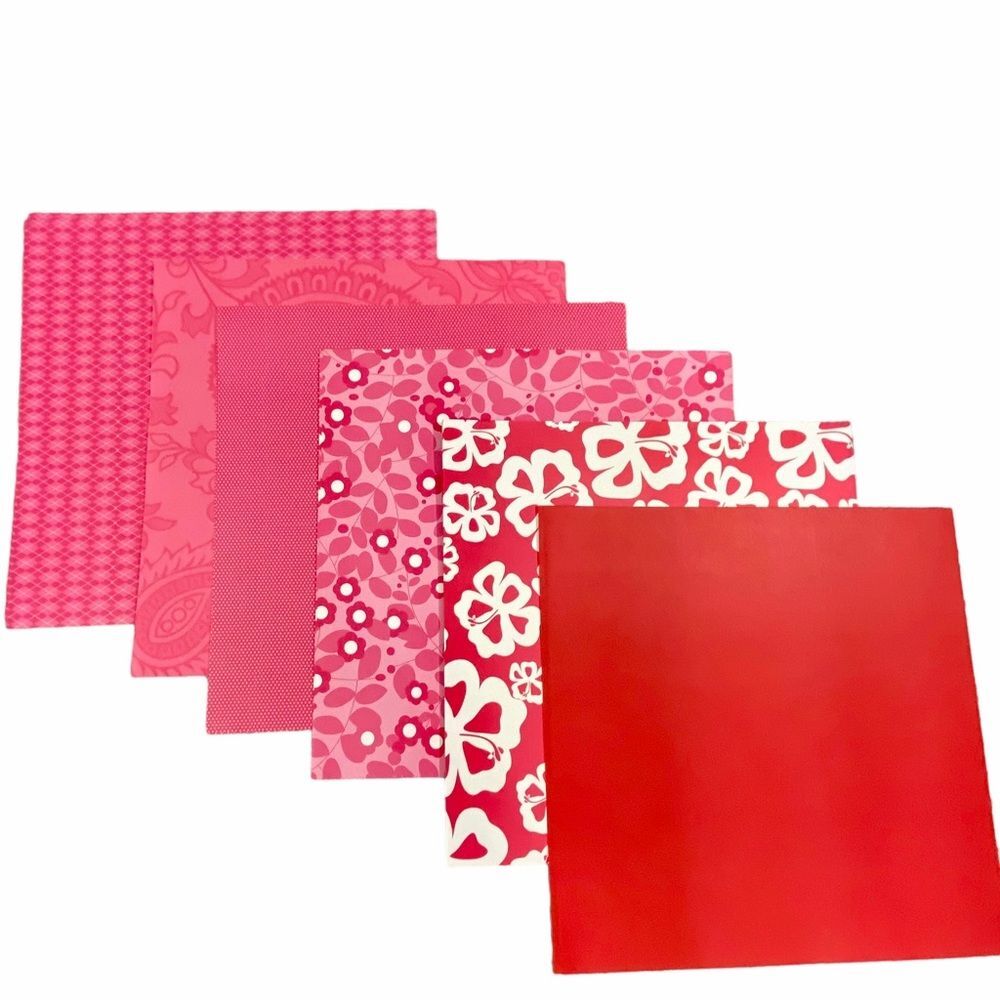 Red and Pink Scrapbook Paper 12" x 12" 6 Different Designs